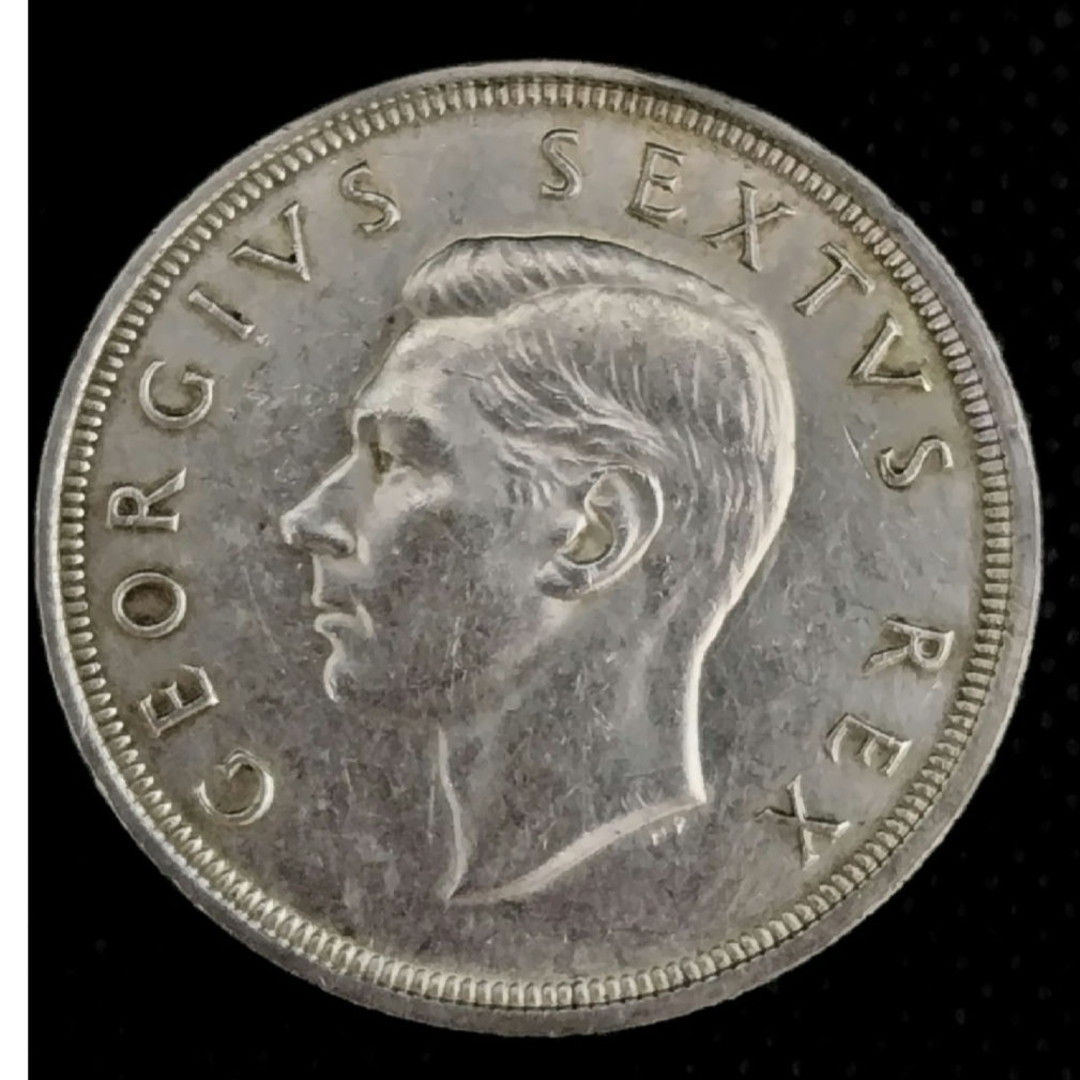 イギリス　銀貨　大型コイン　南アフリカ　ジョージ6世　古銭 エンタメ/ホビーの美術品/アンティーク(貨幣)の商品写真