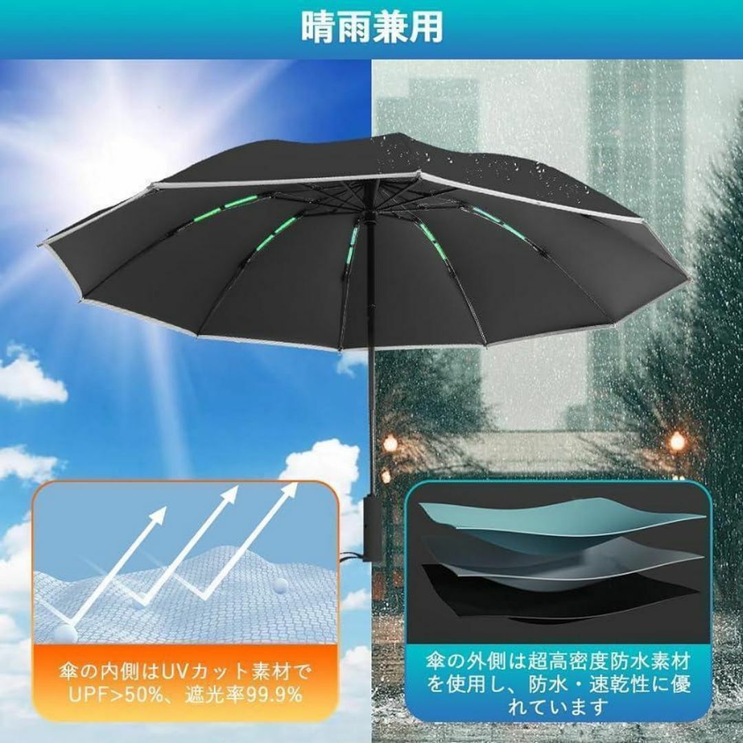 折りたたみ傘 折り畳み傘 軽量 自動開閉 晴雨兼用 超撥水 UVカット 黒 インテリア/住まい/日用品の日用品/生活雑貨/旅行(その他)の商品写真