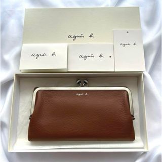 agnes b. - agnes b. アニエスベー がま口長財布 ボーダー ブラウン 茶色 美品