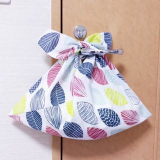 あずま袋〈北欧リーフ　カラフル〉エコバッグ、バッグインバッグ　ハンドメイド(その他)