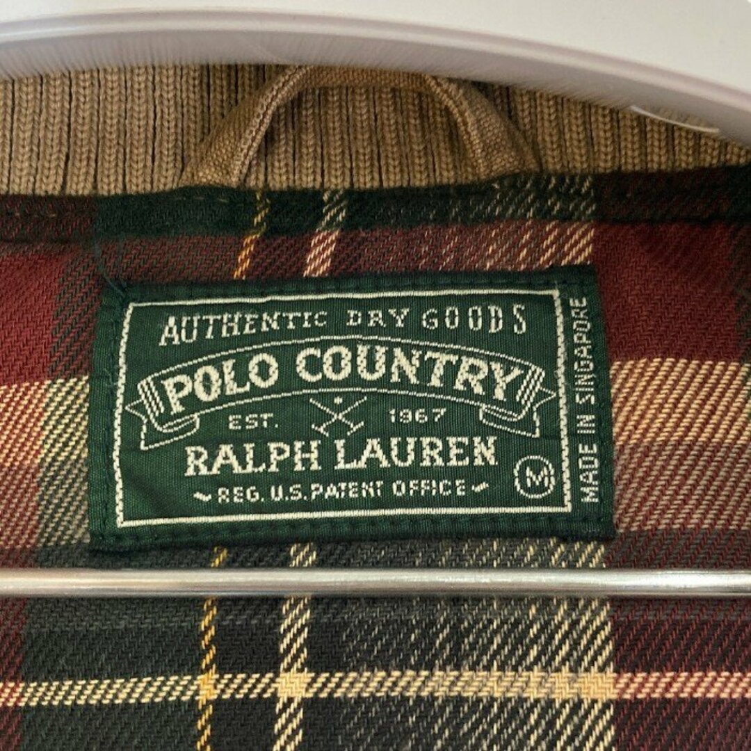 ★POLO COUNTRY ポロカントリー ヨークレザー切り替え 裏地チェック ダウンジャケット ベージュ sizeＭ メンズのジャケット/アウター(ダウンジャケット)の商品写真