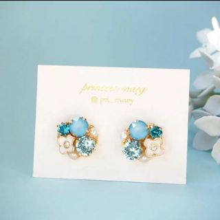 残り1点》アクアマリン&インディゴ♡﻿petit flower bijouピアス(ピアス)