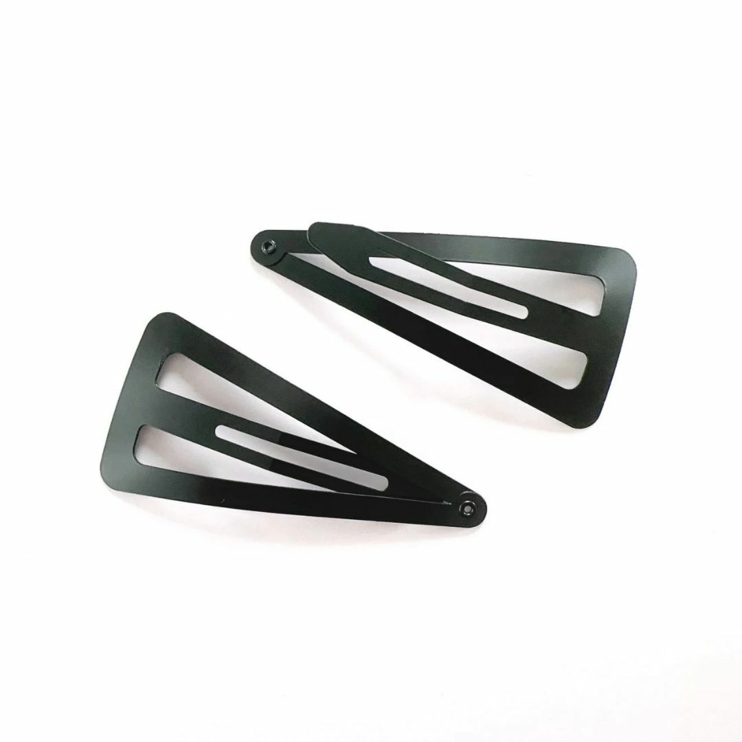 パッチンピン ハンドメイド 10本セット 6.8cm ブラック ヘアピン 三角 ハンドメイドのアクセサリー(ヘアアクセサリー)の商品写真