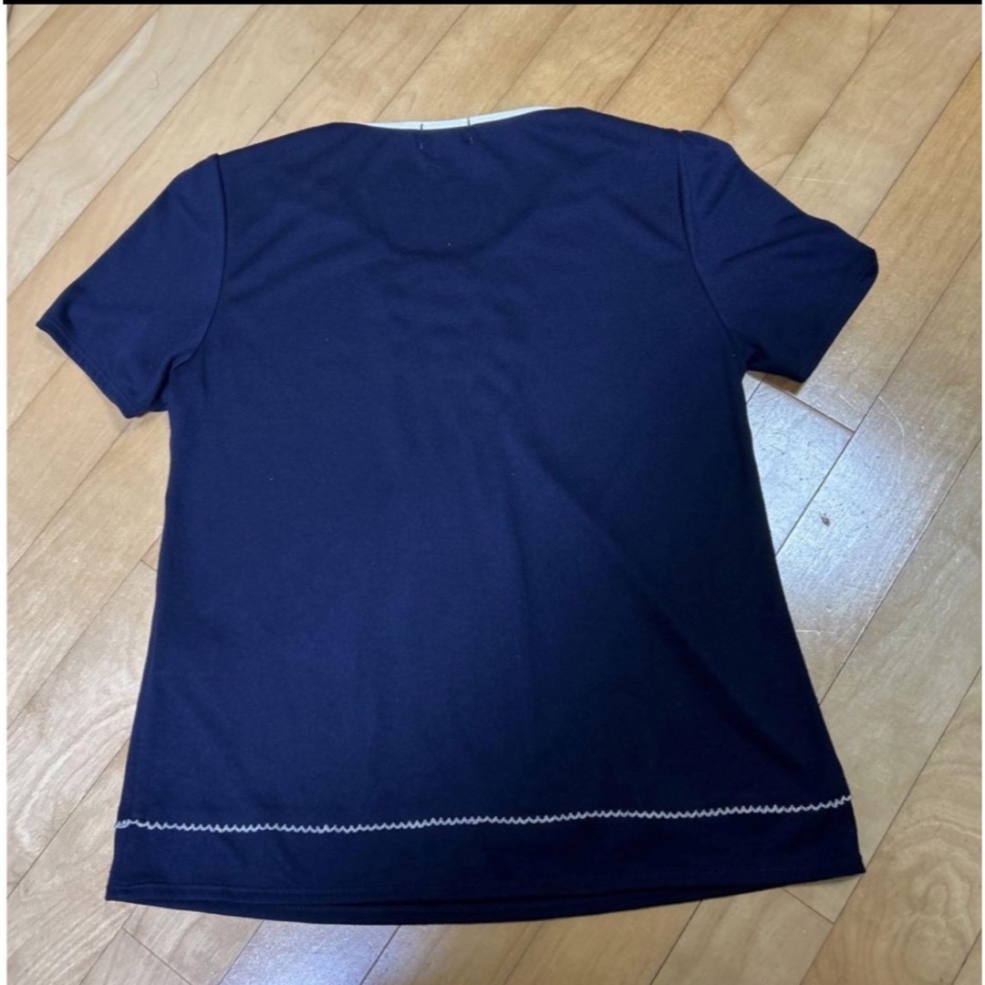 Courreges(クレージュ)のクレージュ  半袖テイシャツ　濃紺　サイズ40  トップス　カットソー　美品 レディースのトップス(Tシャツ(半袖/袖なし))の商品写真