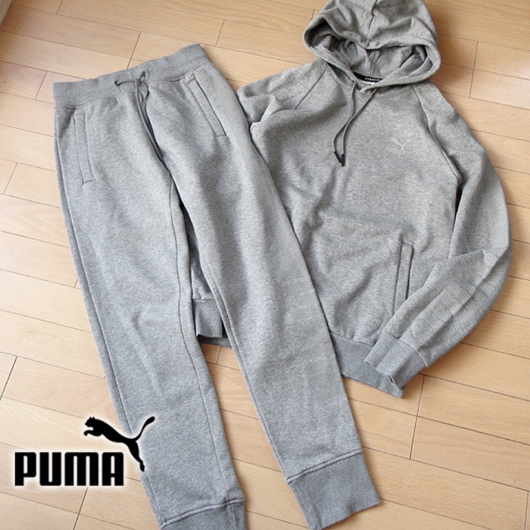 PUMA(プーマ)の超美品 プーマ PUMA メンズ 裏起毛スウェット上下セットアップ グレー メンズのトップス(スウェット)の商品写真