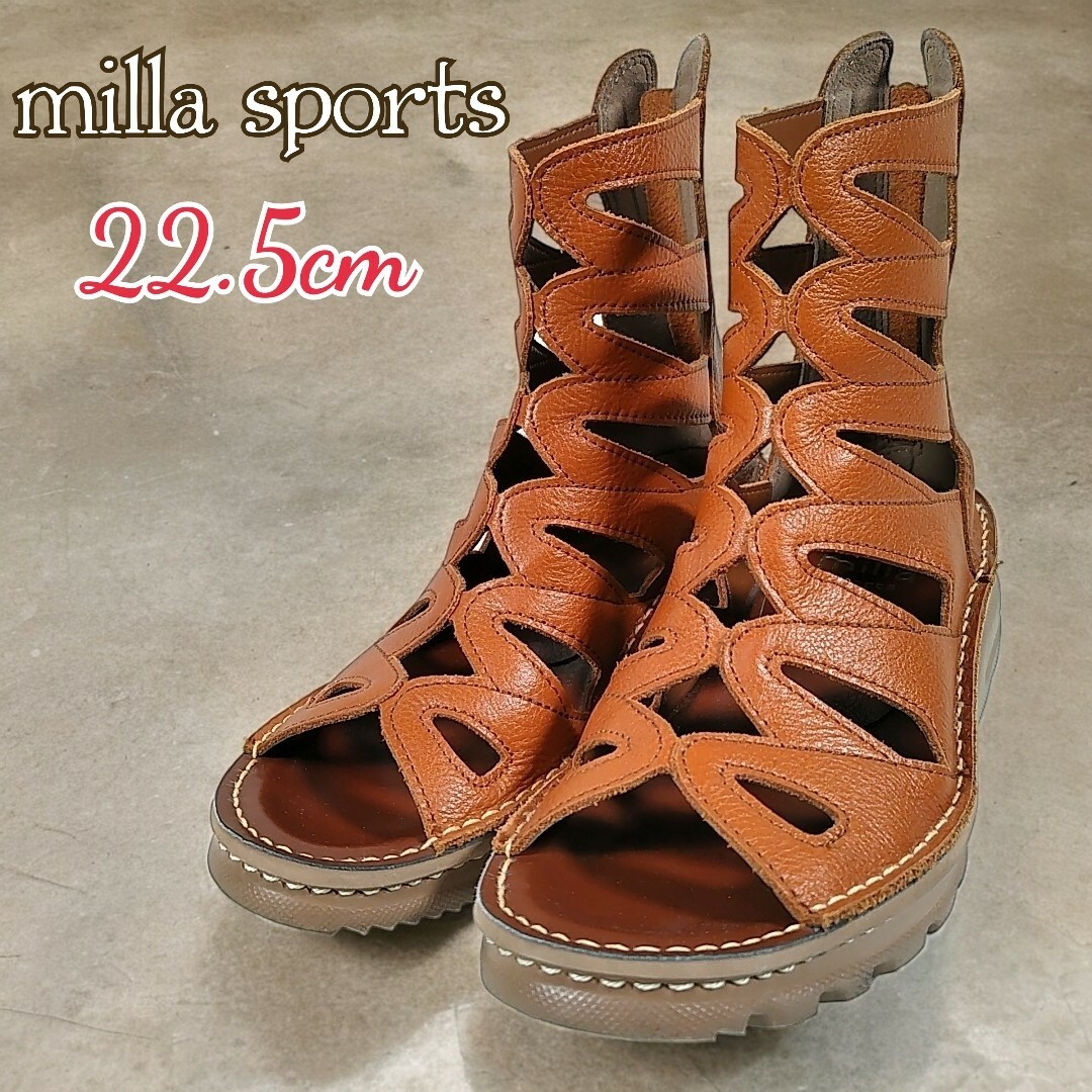 ミラスポーツ◎グラディエーター サンダル(22.5)ジップアップ ブーツ 厚底茶 レディースの靴/シューズ(サンダル)の商品写真
