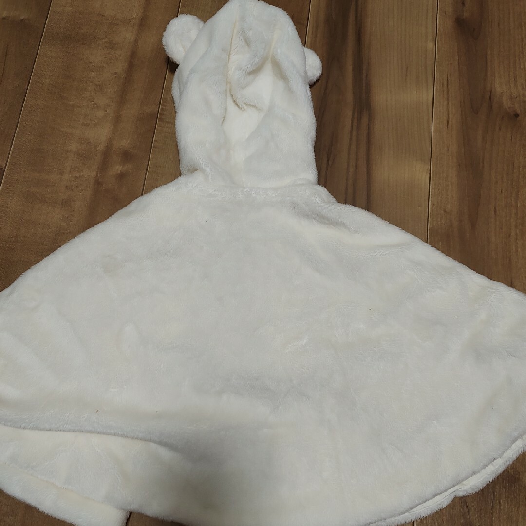 ミキハウス　mikihouse　白　ポンチョ　コート　フリー（70-90） キッズ/ベビー/マタニティのベビー服(~85cm)(カーディガン/ボレロ)の商品写真