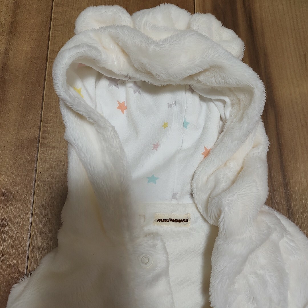 ミキハウス　mikihouse　白　ポンチョ　コート　フリー（70-90） キッズ/ベビー/マタニティのベビー服(~85cm)(カーディガン/ボレロ)の商品写真