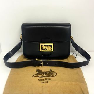 celine - 【美品】CELINE 馬車金具 レザーショルダーバッグ 保存袋付