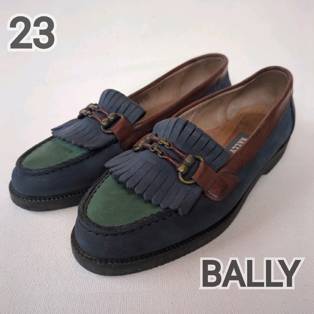 Bally(バリー)の(23) BALLY ビットローファー レザー 本革 紺×緑 レディースの靴/シューズ(ローファー/革靴)の商品写真