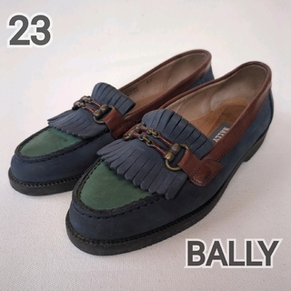 バリー(Bally)の(23) BALLY ビットローファー レザー 本革 紺×緑(ローファー/革靴)