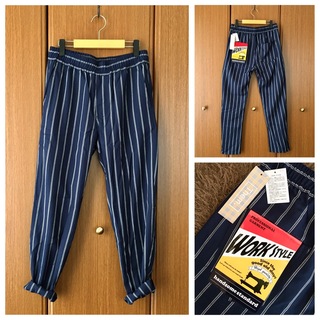 新品 Them WORK STYLE ストライプ柄 シェフパンツ イージーパンツ(ワークパンツ/カーゴパンツ)