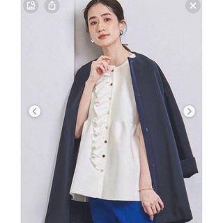 ユナイテッドアローズ(UNITED ARROWS)のユナイテッドアローズ　Pフリルニットベスト　ホワイト(ニット/セーター)