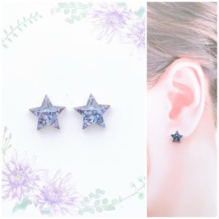 ブラック10mm星ピアス/イヤリング(ピアス)