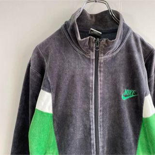 ナイキ(NIKE)の【人気ベロア】NIKEトラックジャケット古着ワンポイント刺繍ロゴ緑スウッシュ(ジャージ)