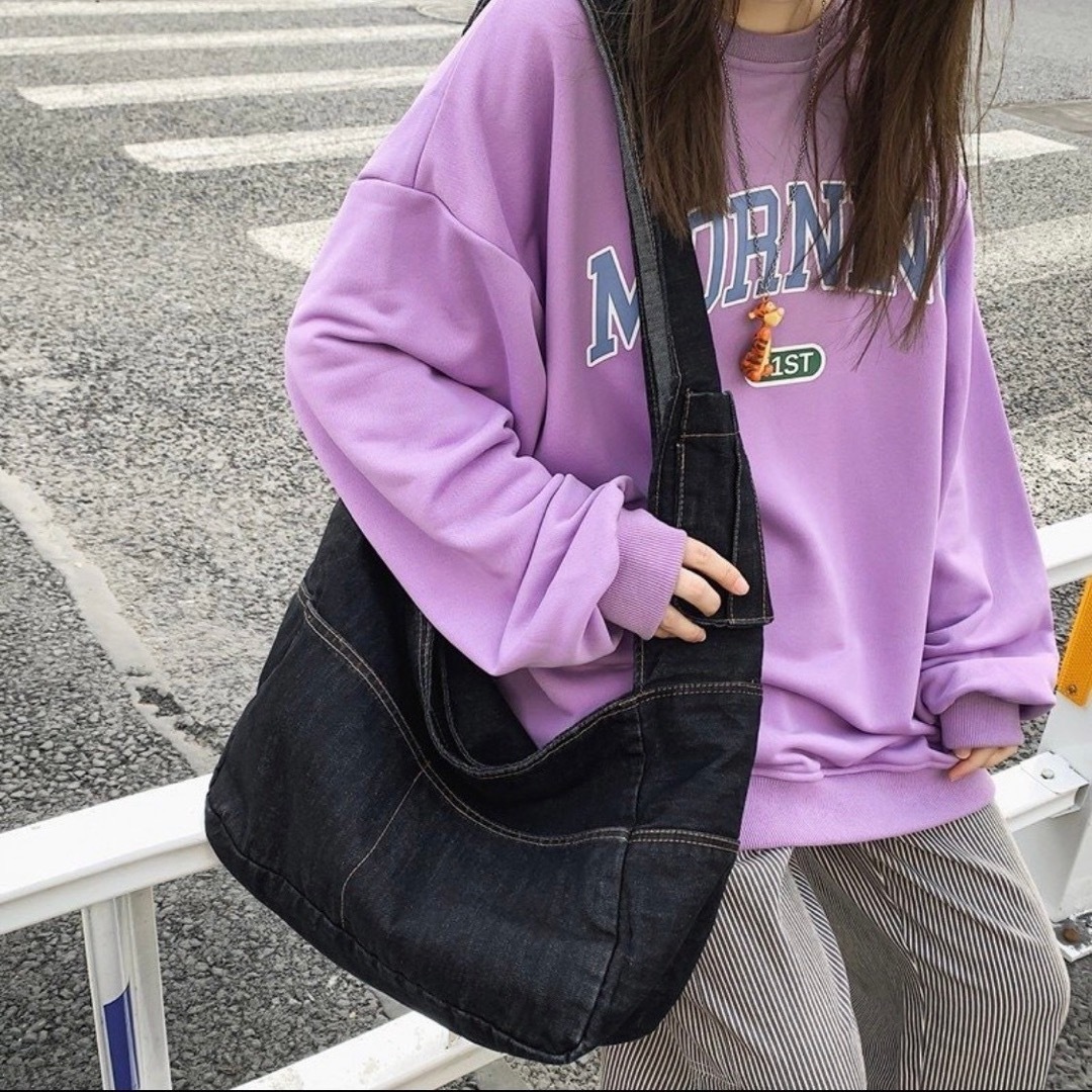 メッセンジャーバッグ ミリタリー ユニセックス ブラック デニム レディースのバッグ(メッセンジャーバッグ)の商品写真