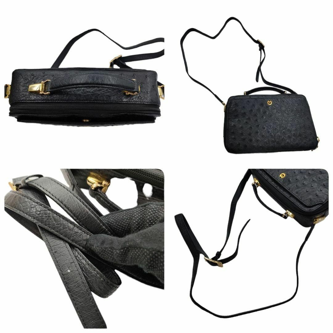 mila schon(ミラショーン)のミラショーン 2way オーストリッチ ショルダーバッグ ロゴ金具 黒 肩掛け レディースのバッグ(ショルダーバッグ)の商品写真