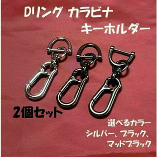 Dリング カラビナ キーホルダー 2個セット マッドブラック+ブラック変更可(キーホルダー)