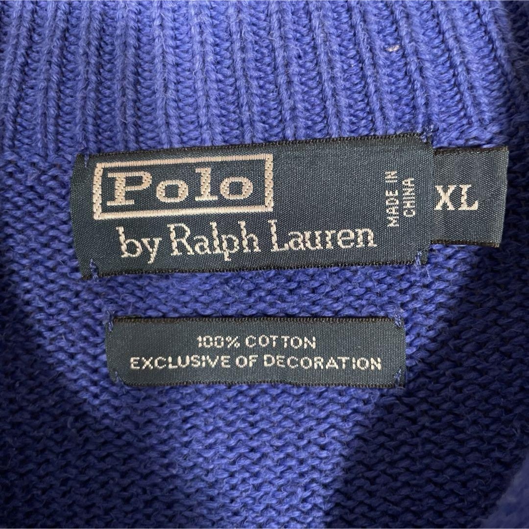 POLO RALPH LAUREN(ポロラルフローレン)の【人気ハーフジップ、オーバーサイズ◎ラルフローレン古着ワンポイント刺繍ロゴ青  メンズのトップス(ニット/セーター)の商品写真