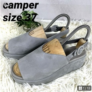 CAMPER - 【camper】カンペール（37）サンダル　スウェード　厚底　24.0 グレー