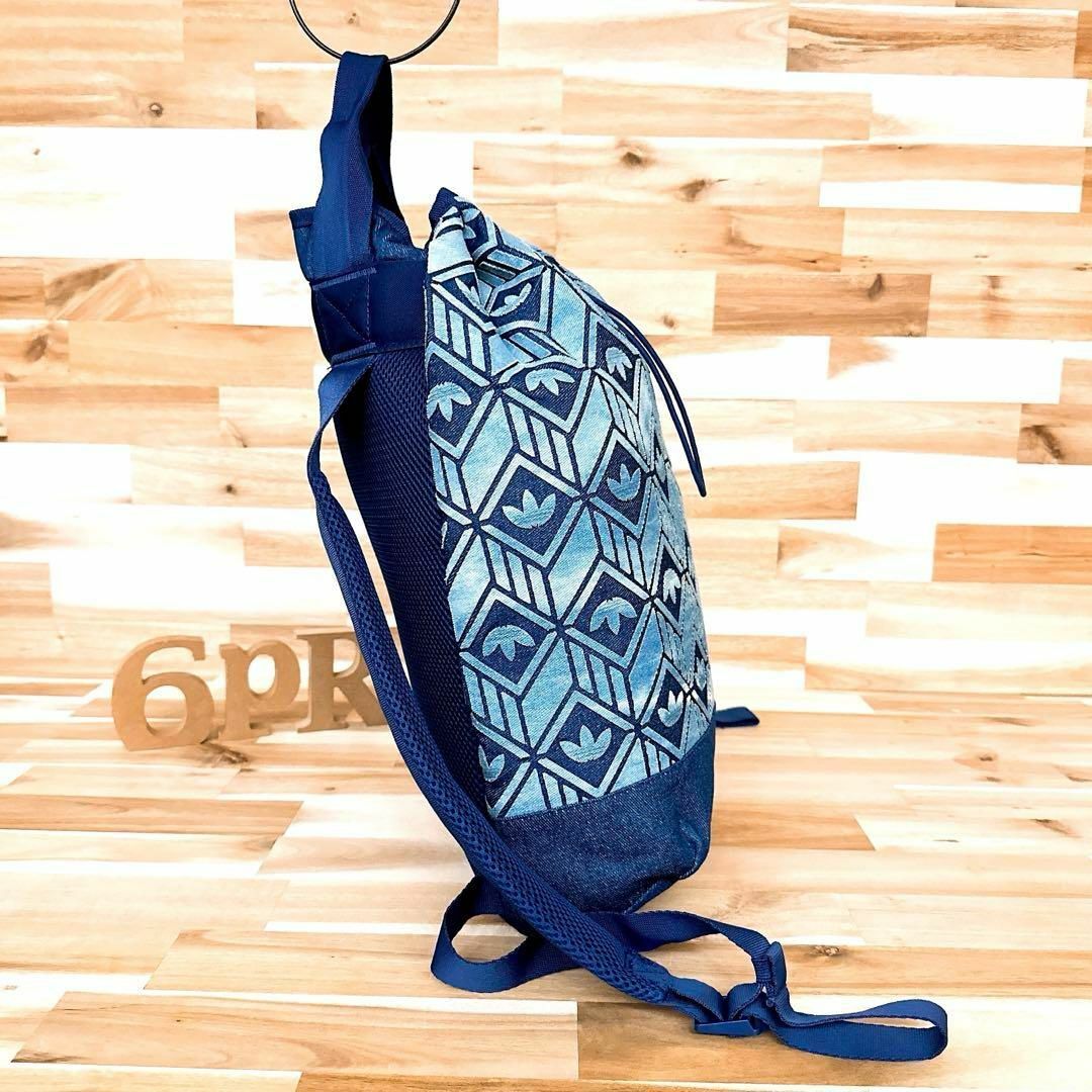 adidas(アディダス)のレア/廃番【アディダス】ムラ染め デニム トレフォイル ロゴ リュック 紺×青 メンズのバッグ(バッグパック/リュック)の商品写真