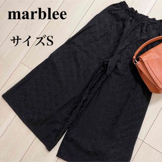 マーブリー(Marblee)のmarblee 美品　総レース　ワイドパンツ　ブラック　フレア　ウエストゴム(カジュアルパンツ)