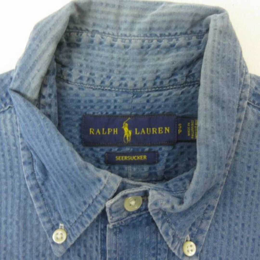 POLO RALPH LAUREN(ポロラルフローレン)のポロ ラルフローレン シアサッカー クラシックフィット ロゴ刺繡 シャツ 青 M メンズのトップス(シャツ)の商品写真