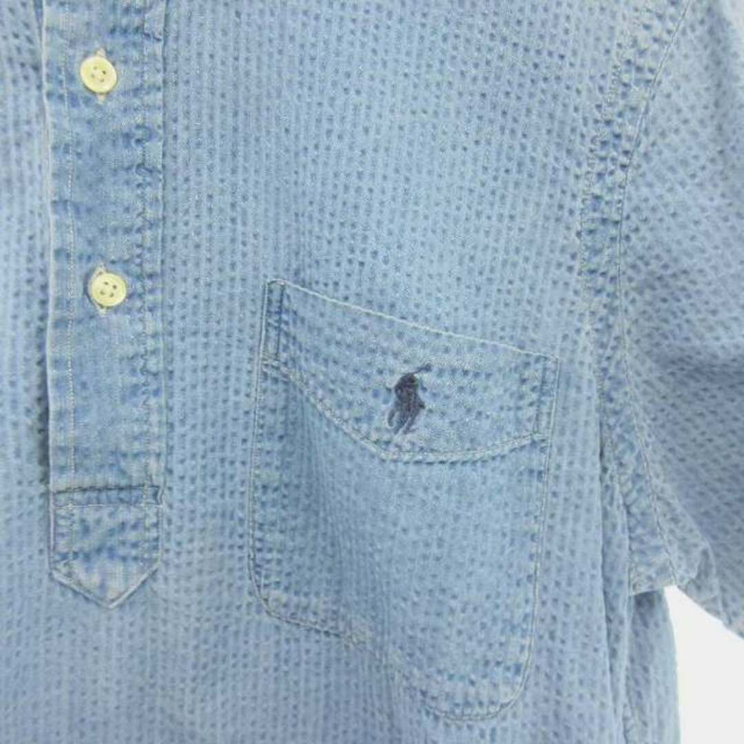 POLO RALPH LAUREN(ポロラルフローレン)のポロ ラルフローレン シアサッカー クラシックフィット ロゴ刺繡 シャツ 青 M メンズのトップス(シャツ)の商品写真