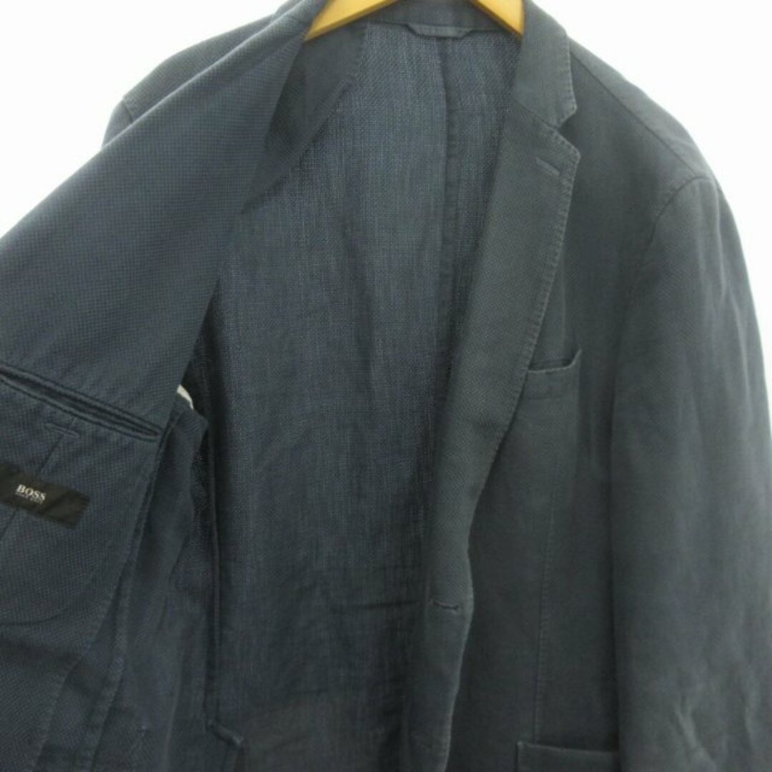 HUGO BOSS(ヒューゴボス)のヒューゴボス HUGO BOSS テーラードジャケット リネン混 紺 44 メンズのジャケット/アウター(テーラードジャケット)の商品写真