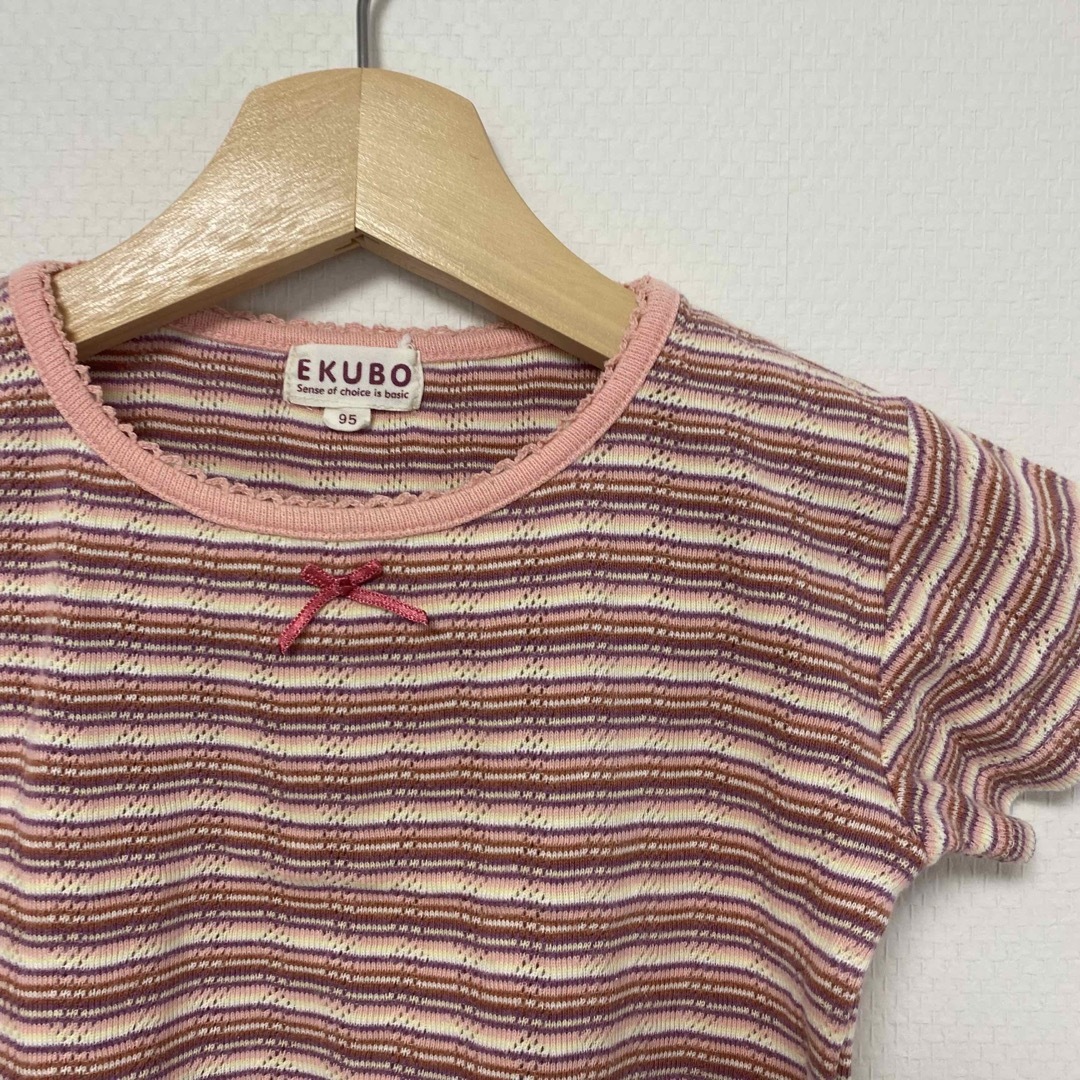 【EKUBO】 半袖 Tシャツ カットソー ボーダー クルーネック 95cm キッズ/ベビー/マタニティのキッズ服女の子用(90cm~)(Tシャツ/カットソー)の商品写真