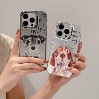 【売れ筋商品】iPhone15Pro　ケース　黒　シルバー　グレー　犬　シンプル