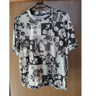 シマムラ(しまむら)のレディース　トップス　ハイネック　カットソー　春夏服　花柄　Tシャツ　古着(Tシャツ(半袖/袖なし))