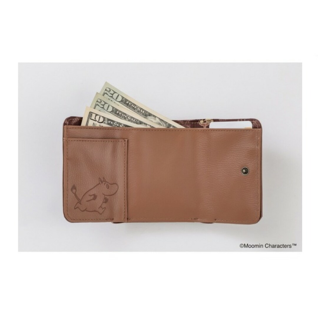 MOOMIN 牛革三つ折りコンパクト財布 BOOK RICH BROWN レディースのファッション小物(財布)の商品写真