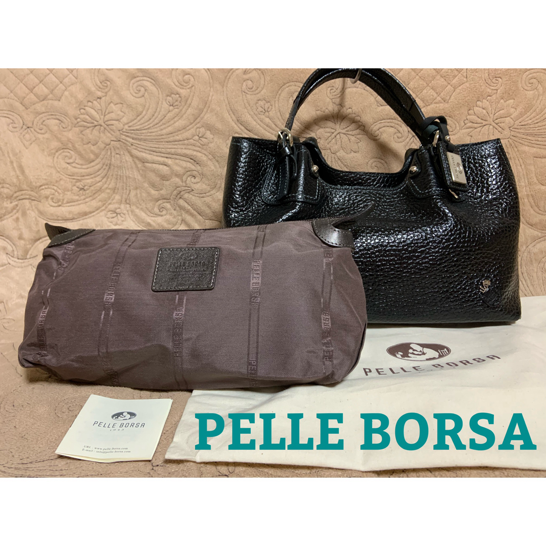 PELLE BORSA(ペレボルサ)のペレボルサ　PELLE BORSA トートバッグ　プラントMブラック　 レディースのバッグ(ハンドバッグ)の商品写真