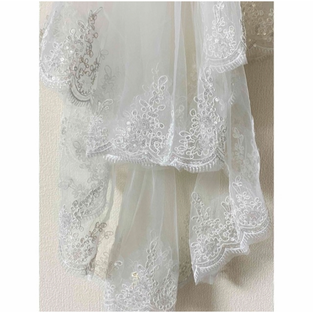 ウェディングベール ミドルベール ブライダル ベール 80cm 結婚式 コスプレ レディースのフォーマル/ドレス(ウェディングドレス)の商品写真