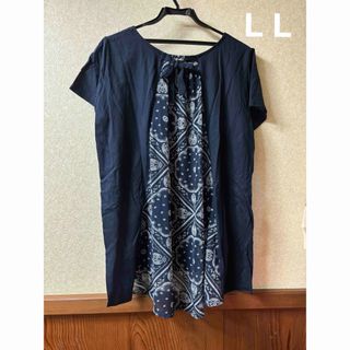 チュニック　ネイビー　シフォン　L L(チュニック)