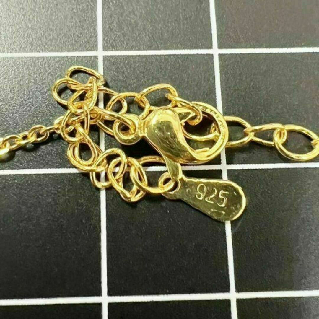 C177 匿名配送 キャッツアイ転写ビーズネックレス ゴールド s925 刻印 レディースのアクセサリー(ネックレス)の商品写真