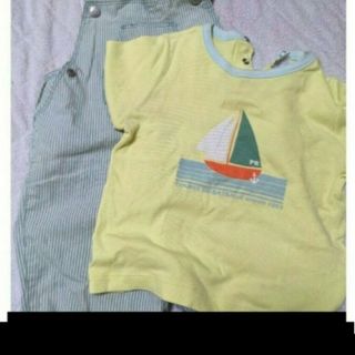 プチバトー(PETIT BATEAU)のプチバトー  80 オーバーオール サロペット 半袖 Tシャツ 子ども服 キッズ(Ｔシャツ)