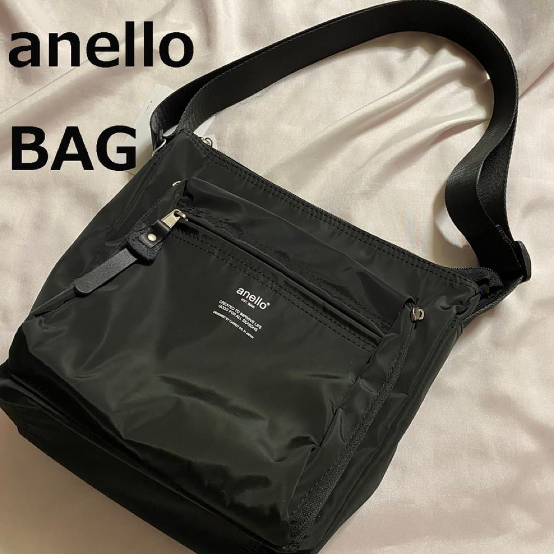 anello(アネロ)のanelloアネロBAGショルダーバッグ斜め掛けカバン 肩掛け収納軽量ブラック レディースのバッグ(メッセンジャーバッグ)の商品写真