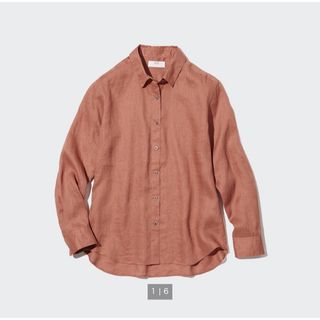 ユニクロ(UNIQLO)のUNIQLO ユニクロ プレミアムリネンシャツ （長袖）　ブラウン Lサイズ(シャツ/ブラウス(長袖/七分))