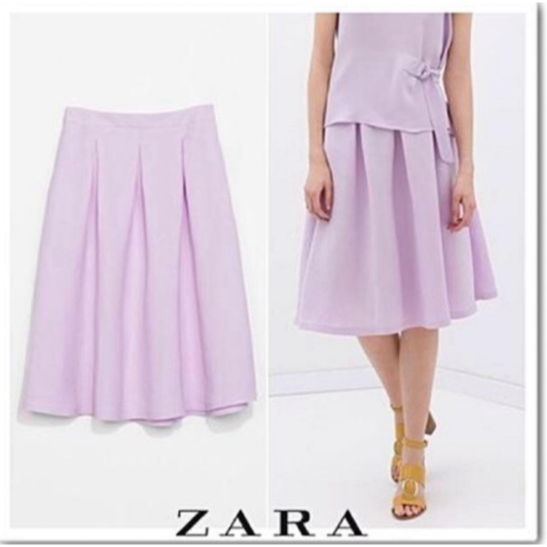 ZARA(ザラ)のZARA ザラ スカート パープル ラベンダー ミディスカート フレアスカート レディースのスカート(ひざ丈スカート)の商品写真