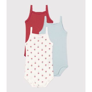 プチバトー(PETIT BATEAU)の新品未使用　プチバトー　24m キャミソールボディ　3枚組　チューリップ(ロンパース)