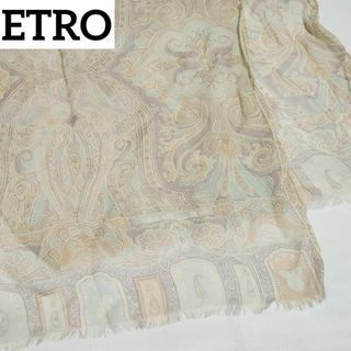 エトロ(ETRO)の★ETRO★ ストール シフォン ペイズリー柄 シルク グレー ベージュ(ストール/パシュミナ)