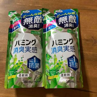 カオウ(花王)のハミング消臭実感 リフレッシュグリーンの香り つめかえ用 380ml２袋セット(洗剤/柔軟剤)