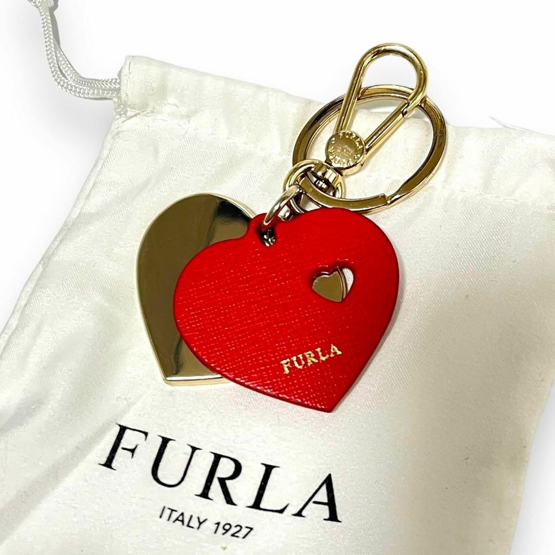 Furla(フルラ)のフルラ チャーム キーリング キーホルダー ハート ゴールド レッド 735 レディースのファッション小物(キーホルダー)の商品写真