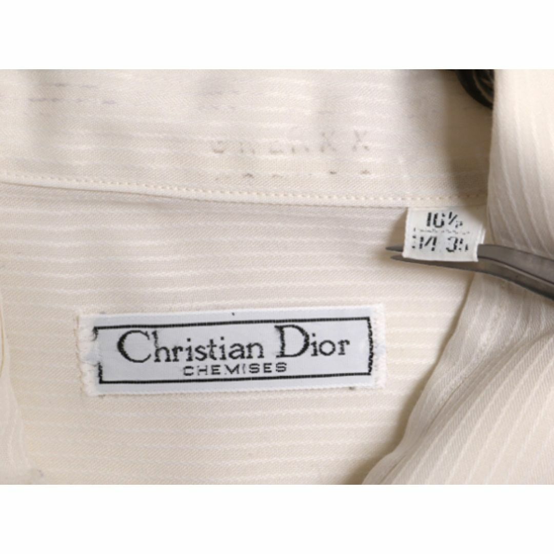 80s クリスチャン ディオール ストライプ 長袖 シャツ メンズ L 程/ 80年代 ヴィンテージ Christian Dior ポケット付き ワイシャツ ドレス メンズのトップス(シャツ)の商品写真