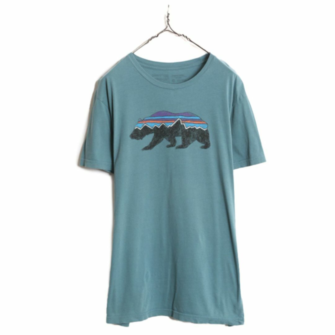 patagonia(パタゴニア)の19年製 パタゴニア フィッツロイ ベア プリント 半袖 Tシャツ メンズ L 古着 Patagonia アウトドア グラフィック スリムフィット イラスト メンズのトップス(Tシャツ/カットソー(半袖/袖なし))の商品写真