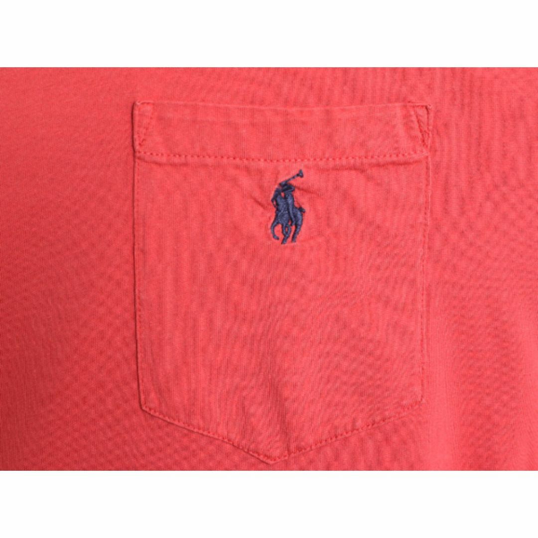 Ralph Lauren(ラルフローレン)のポロ ラルフローレン ポケット付き 長袖 Tシャツ メンズ XL / 古着 ロンT ポケT コットン ワンポイント クルーネック 大きいサイズ レッド メンズのトップス(Tシャツ/カットソー(七分/長袖))の商品写真