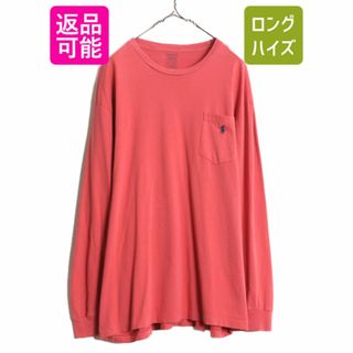 ラルフローレン(Ralph Lauren)のポロ ラルフローレン ポケット付き 長袖 Tシャツ メンズ XL / 古着 ロンT ポケT コットン ワンポイント クルーネック 大きいサイズ レッド(Tシャツ/カットソー(七分/長袖))