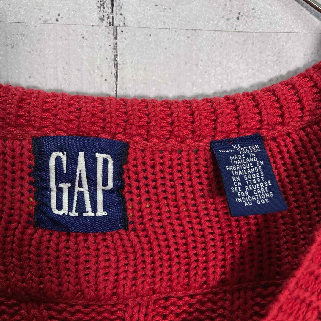 GAP(ギャップ)の【レア】90s OLD GAP/オールドギャップ チルデンニット 肉厚 XL 赤 メンズのトップス(ニット/セーター)の商品写真